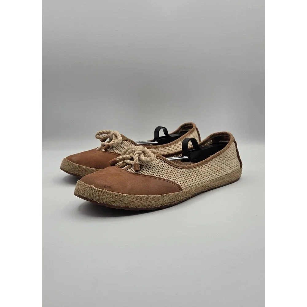 UGG Catrin Crochet Women's Flats Size 9 Chestnut Cream Espadrille